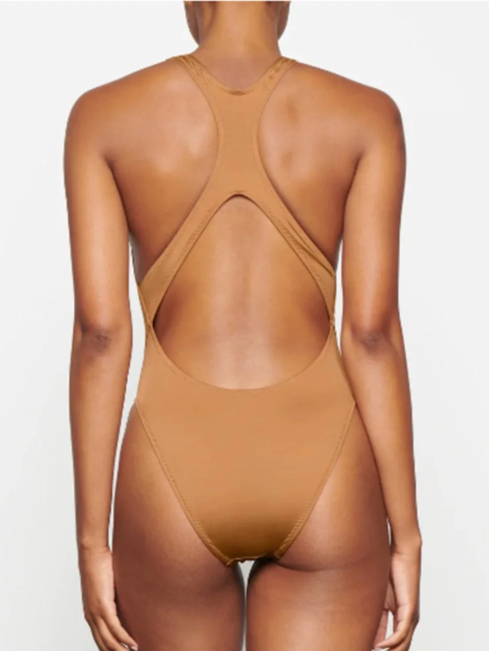 SKIMS Women’s Signature Swim Cut Out Monokini One Piece Swimsuit Sz M Almond NWT